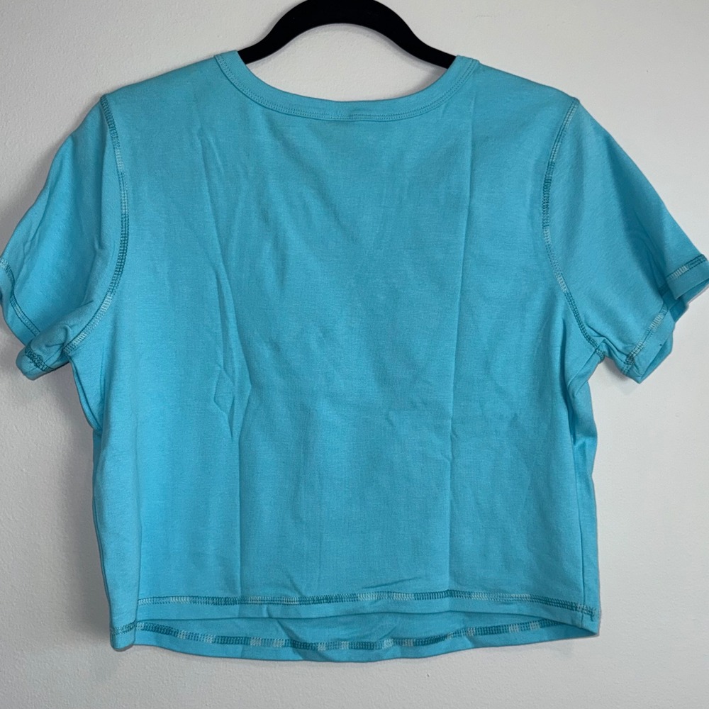 Wild Fable Womens XXL Bright Blue Cropped Baby Tee Short Sleeve Contrast Stitch - Picture 6 of 7